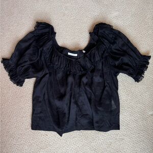 Doen Black Samara Ruffled Blouse